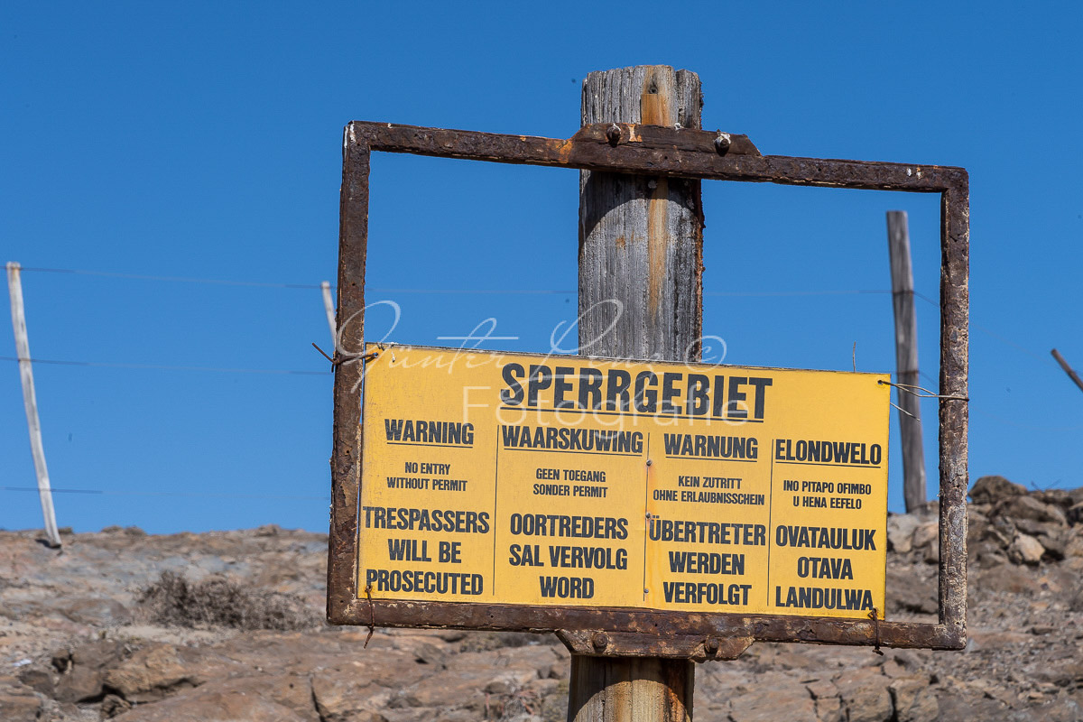 Warntafel Sperrgebieit, Diaz Halbinsel, Lüderitz, Karas Namibia