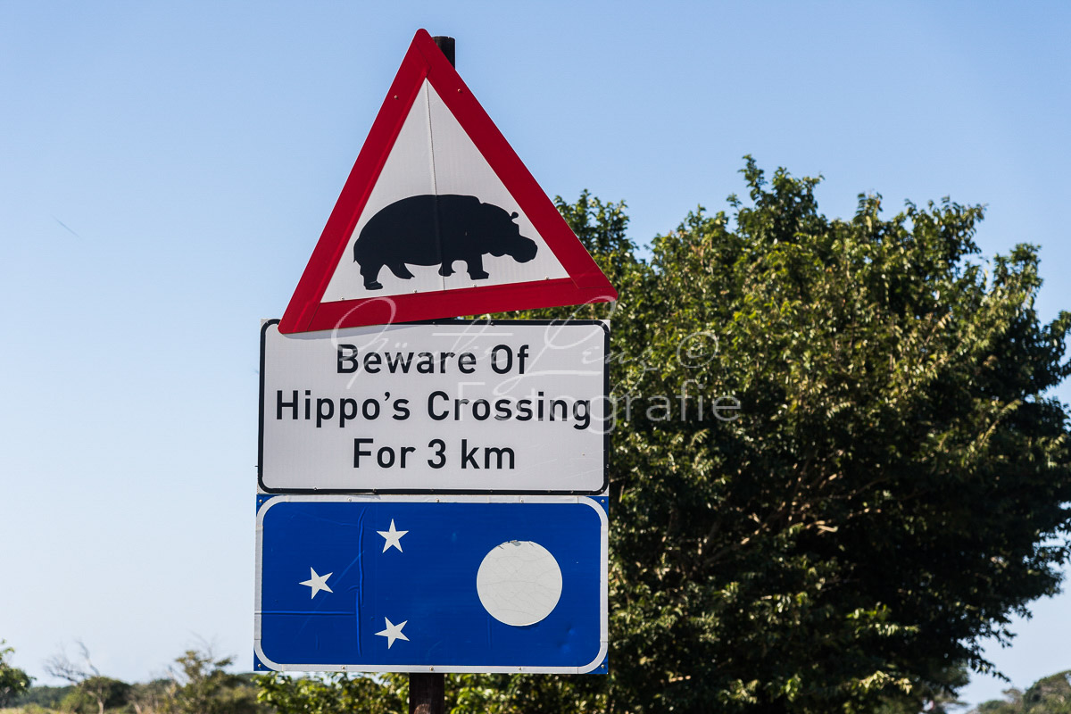 Achtung Nilpferde, Warnschild, iSimangaliso Wetland Park